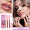 ZHISHUDL 3PCS Matte Nude Lipstick Set Liquid Lipstick Lip Gloss Set,Matte Velvety Lip Stick High Pigmented Lip Tint Lip Stain Set for Daily Makeups - Set D