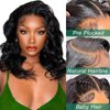 Body Wave 13x6 HD Lace Front Wigs Human Hair 200% Density Bob Wig Human Hair Pre Plucked Short Bob Wigs for Black Women Glueless Frontal Wig Human Hair Natural Black Loose Wavy 14 inch Bob Wig