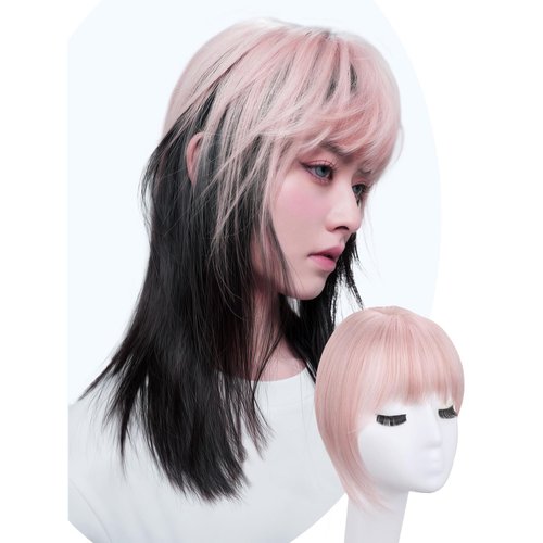 forfeels Hair Topper for Women, Pink, 10 Inch Synthetic Hair Toppers, Bangs Hair Clip, 360° 3D Cover Fake Clip in Bangs Hair Extensions, Hair Topper Hair Pieces for Women Daily, Parties