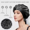 OLESILK Silk Bonnet Silk Hair Wrap for Sleeping Bonnet for Women, Double Layer Reversible Adjustable Hair Wrap for Curly Frizzy Hair, Black