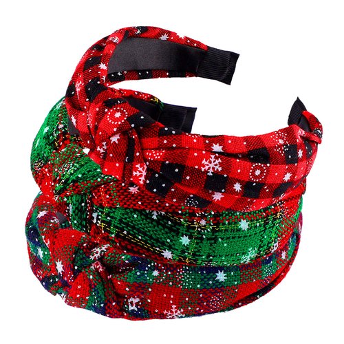 URATOT 3 Pack Christmas Women's Wide Plain Headbands Buffalo Plaid Snowflake Knot Turban Headband Christmas Elastic Hair Band for Women and Girls