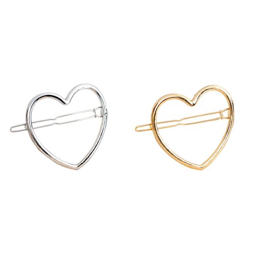 Numblartd 2 Pcs Hollow Smooth Love Heart Hair Pins Clip - Fashion Cute All-Match Hairpin Side Clamp Liu Hai Horse Tail Clip Hair Accessories for Women Lady