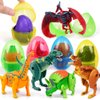 OCATO Easter Eggs Filled with Dinosaur Toys Jumbo Deformation Dinosaur Eggs Easter Egg Fillers Plastic Surprise Eggs Easter Basket Stuffers Easter Party Favors for Kids Boys Girls Toddlers 6 Pack