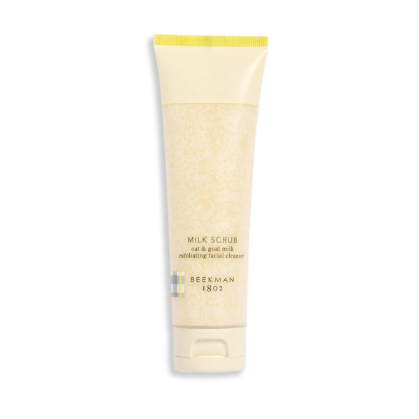 Beekman 1802 Oat + Goat Milk Exfoliating Face Scrub - Gentle Cleansing With Jojoba Bead Facial Exfoliator - Travel Friendly Sensitive Skin Face Cleanser - Fragrance Free