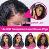 AUOCATTAIL Glueless Human Hair 13x6 Curly Wigs Pre Plucked HD Lace Deep Water Wave Lace Frontal Wig 180% Density 26 Inch