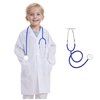 mifengda Doctor Scientist Lab Coat for Kids Children Scientist Doctor Costume Dress Up Coat with Stethoscope for Boys Girls Halloween Costume Role Play(Blue, Medium)