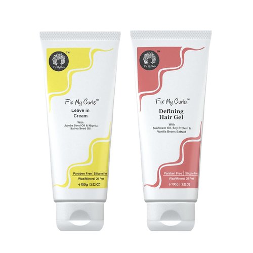 FIX MY CURLS Protein Styling Duo| For Curly, Wavy, Dry & Frizzy Hair | Frizz Control | Silicone Free Curl Defining Cream & Gel| 3.52 oz each