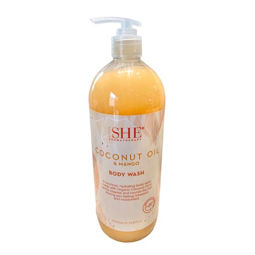 Om She Aromatherapy COCONUT OIL & MANGO Body Wash Shower Gel 33.8 oz Jumbo
