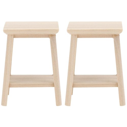 ABOOFAN 2pcs Miniature Wooden Stool Mini Wooden Dollhouse Stool 1:12 Scale Miniature Tall Stool Tiny Chair Model Dollhouse Furniture Accessories for Doll House Kitchen Pub Bar