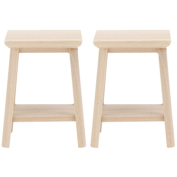 ABOOFAN 2pcs Miniature Wooden Stool Mini Wooden Dollhouse Stool 1:12 Scale Miniature Tall Stool Tiny Chair Model Dollhouse Furniture Accessories for Doll House Kitchen Pub Bar