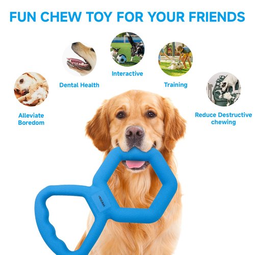 victob Tug of War Dog Toy-Dog Supplies for Tug of War-Dog Pull Toy Interactive Dog Tug Toys Double Ring Pull Toy Tough Dog Chew Toy Durable Rubber Dog Toys for All Breed Chewers,Blue