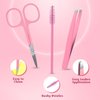 Eyelash Applicator Tool – 5-in-1 Lash Applicator Tool Set with Eyelash Extension Tweezers, Scissors,– Pro Eye Lash Clusters Applicator Tool Pink for Eyelash Extensions, Cluster Lashes