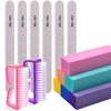 Nail Files and Buffers, MORGLES Nail Care Kit for Natural and Acrylic Nails, 6pcs 100/180 Grit Nail File 6pcs Rectangular Nail Buffer Blocks 2pcs Brush