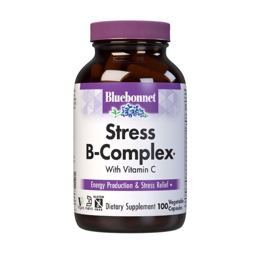 Bluebonnet Nutrition Stress Relief B Complex Vegetable Capsules, Vitamin B6, B12, Biotin, Folate, Vegan, Gluten & Soy & Milk Free, Kosher, Unflavored, 100 Count
