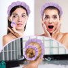 Araluky 7Pc Puffy Spa Headband and Wristband Set Skincare Headband for Washing Face Scrunchies Powder Puff Sponge Spa Makeup Headband Puffy Headband Terry Cloth Headband for Mask Makeup Removal-Purple