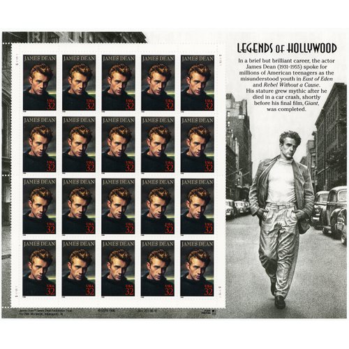 USPS James Dean Legends of Hollywood (Sheet of 20) 32 Cent Postage Stamps 1996 Scott #3082