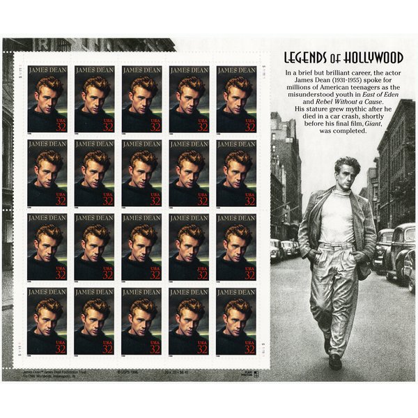 USPS James Dean Legends of Hollywood (Sheet of 20) 32 Cent Postage Stamps 1996 Scott #3082