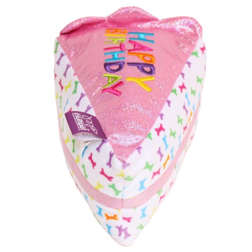 Multipet Birthday Cake Slice Dog Toy, Pink, 6"