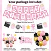 K KUMEED Happy Birthday Decorations,Movie Theme Party Decorations Pink Popcorn Camera Movie Theater Decorations Cute Cake Topper Latex Balloons for Birthday Party Movie Night Party Supplies Girls