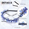 Formery Blue Crystals Flower Headband Black AB Crystal Beads Hair Band Party Prom Wedding Handmade Floral Beaded Hair Accessories for Women and Girls