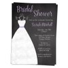 Bridal Shower Invitations Chalkboard Wedding Invites Gown Black Purple White Lavender Dress Blackboard Luncheon Pearls Customized Custom Printed Cards (12 Count)