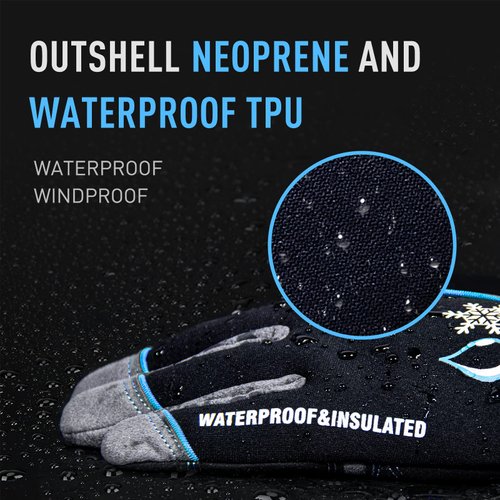 HANDLANDY Waterproof Insulated Work Gloves, 3M Thinsulate Thermal Winter Gloves for Men Women Touch Screen, Warm Ski Snowboard Cold Weather Gloves (Medium, Blue)