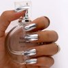 Outyua Mirror Fake Nails Square Silver Long Glossy Arylic Press on Nails Full Cover False Nail Art for Women and Girls 24pcs (Silver)