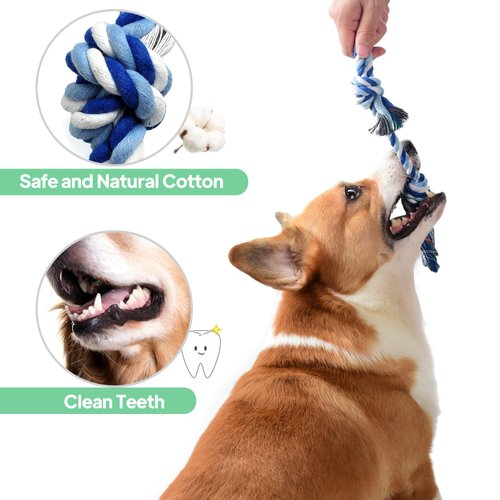 Dog Rope Toy 4 Pack - Puppy Teething Toys for Small Medium Breed - Indestructible Dog Chew Toys for Aggressive Chewers - Cotton Tug of War Dog Toy for Boredom, Teeth Clean