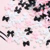 300Pcs Bow Nail Charms and Flatback Pearls,Black White Pink Bowknot 3D Cute Nail Charms for Acrylic Nail Supplies Design,White Half Pearls for Nail Jewelry DIY Crafts Nail Art Decoration Accessories