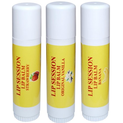 E. Burnham Lip Session Lip Balm Sticks – Assorted Flavors (Vanilla, Strawberry, Banana) – 3 Pack – Moisturizing & Nourishing Lip Care for Soft, Smooth Lips