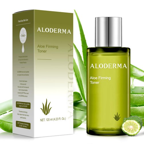 Aloderma Firming Skin Toner with 91% Organic Aloe Vera - Natural Facial Toner for Women with Natural Botanicals to Diminish The Appearance of Fine Lines & Wrinkles - Aloe Vera Facial Toner - 4.2 Oz