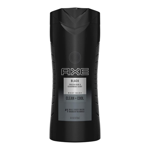 AXE Body Wash 12h Refreshing Scent Cleanser Black Frozen Pear and Cedarwood Men's Body Wash with 100 percent Plant-Based Moisturizers 16 oz