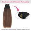 MIMIESEAT Ombre Kinky Straight Clip for Black Women Human Hair Kinky Straight Hair Clip in Extensions Natural Color to Dark Brown 120 Grams 7 Pcs with 17 Clips 16 Inch