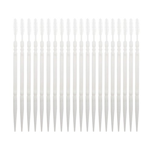 LBY Plastic Toothpicks Home Teeth Cleaning Tool,Brush and Flat Rhombus Double-Ended Toothpick,Interdental Toothpicks, 2 Way Toothpick,Plastic White(Pack of 500)