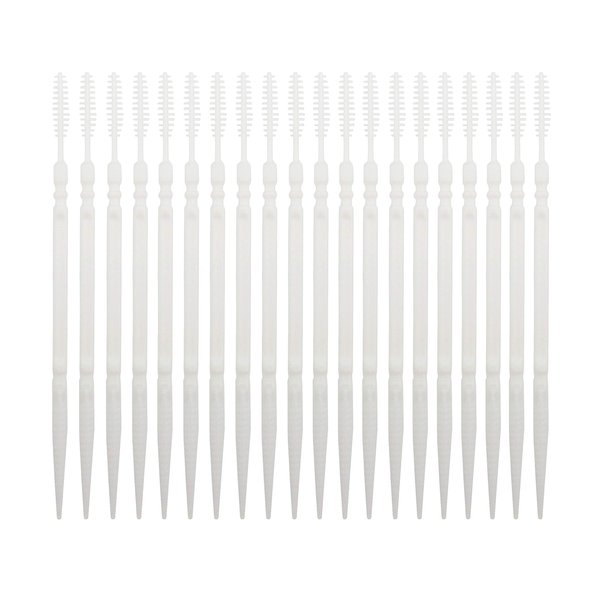 LBY Plastic Toothpicks Home Teeth Cleaning Tool,Brush and Flat Rhombus Double-Ended Toothpick,Interdental Toothpicks, 2 Way Toothpick,Plastic White(Pack of 500)