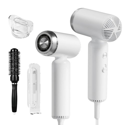 Webeauty Hair Dryer, [Super Mini] Ionic High-Speed Blow Dryer 110V Travel 200 Million Negative Ions, 110,000RPM Brushless Motor for Home Salon Fast Drying Portable Lightweight, White