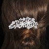 Beautyxyz Bridal Flowers Cream Simulated Pearl Clear Austrian Crystal Hair Comb #828