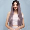 X-TRESS Long Straight Wig Purple Ombre Wig For Women Cosplay Halloween Wigs Synthetic Wig Include Wig Cap (Purple)