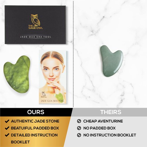 Sage Owl Gua Sha Face Massager Tool - Neck, Jawline Sculptor, and Face Sculpting Tool for Your Daily Skin Care Routine - Anti-Aging Beauty Tools Guasha Jade Stone