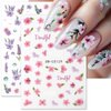 6Sheet Pink Purple Flower Nail Stickers for Nail Art,Cherry Blossom Petal Nail Art Stickers Spring Summer Butterfly Floral Nail Decals for Nail Art Daisy Leaf Nail Sticker Nail Decor Nail Accessories