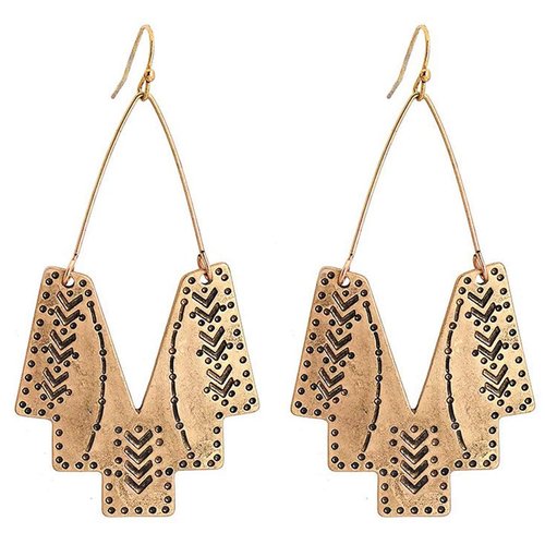 Zealmer Gold Geometric Earrings Statement Vintage Boho Ethnic Earrings Hollow Out Fan Shape Dangle Drop Earrings for Women Girls Birthday Christmas Valentines Day Gift