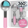 Eli with Love Ice Globes for Facials 360 Rotating Unbreakable Steel Ice Globes with Carry Case - Professional Esthetician Supplies - Ice Roller for Face and Eyes - Ideal Skincare Tool (Pink)