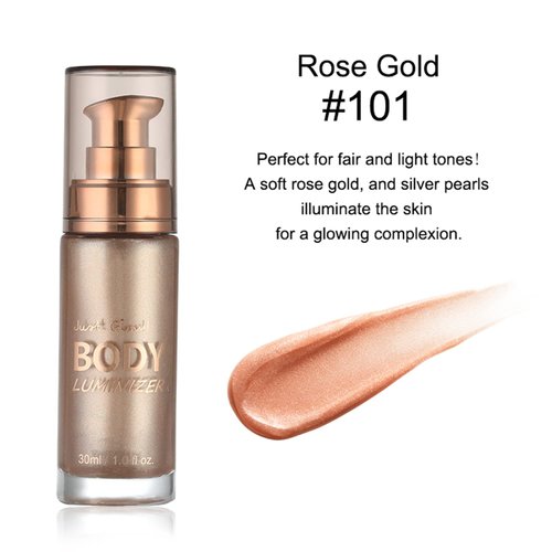 MAEPEOR Body Luminizer 6 Colors Waterproof Smooth Shimmer Face Body Glow Illuminator Non-sticky Liquid Body Highlight Illuminator (30 ML, 04 Rose Gold)
