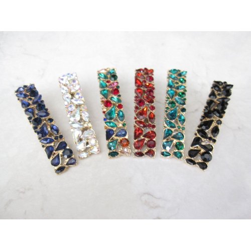 2 1/3 inch multi-color crystal rhinestone alligator hair clip barrette (Primary color: Red)