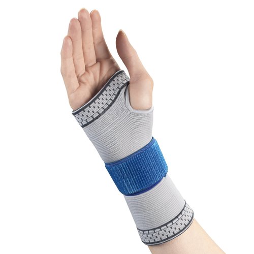 CHAMPION Elastic Wrist Support Compression Sleeve with encircling Strap, Grey, Small