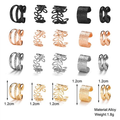 20 PCS Hair Jewelry for Braids with Crystal Rhinestone for Women Men Hair Accessories Braids, Dreadlock Braid Clips Non-Piercing Ear Cuffs Clip Jewelry (Black)