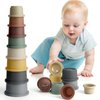 BOBXIN Stacking Cups Baby Building Toy, Nesting Cup Early Educational Toddlers Stacking Toy, 8 Pcs with Numbers & Pattern, Fun for Kid Baby 6-12 Months Play for Indoor/Outdoor/Bathtub/Beach