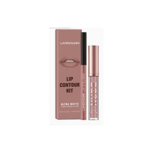 2-in-1 Lip Liner & Lip Gloss Set, Long-Lasting, Waterproof, Matte Velvet Finish, Travel-Friendly