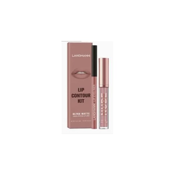 2-in-1 Lip Liner & Lip Gloss Set, Long-Lasting, Waterproof, Matte Velvet Finish, Travel-Friendly