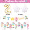 Amandir 145 Pcs Two Sweet Birthday Decorations, Donut Birthday Party Supplies for Girls Two Sweet Banner Donut Balloon Garland Kit Cake Topper Swirls for Ice Cream Baby Second 2nd Birthday Party Decor
